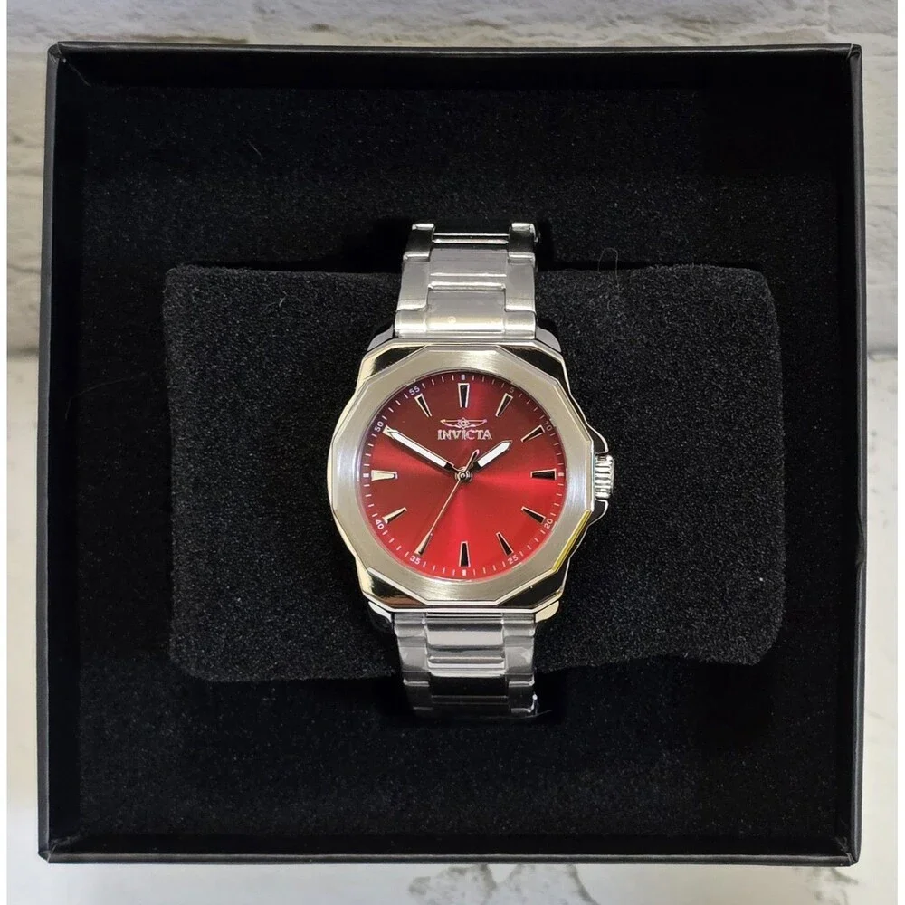 Invicta Speedway Facetio Women's Watch 34mm Red Dial Steel 50997 Brand New